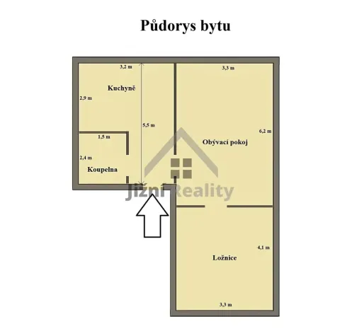 Prodej bytu 2+1, Nové Hrady, Hradební, 59 m2