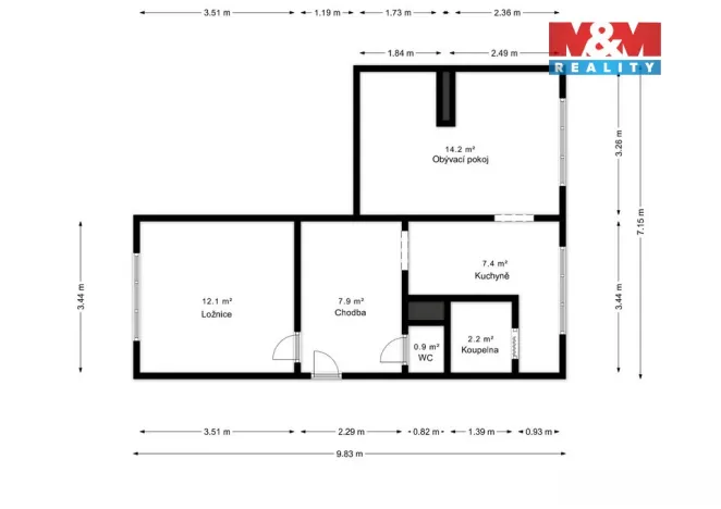 Prodej bytu 2+1, Kdyně, Na Tržišti, 49 m2
