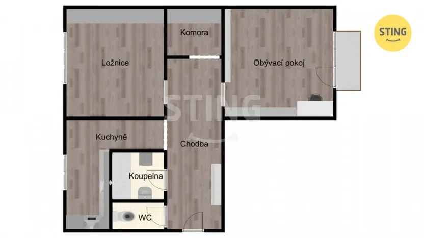 Pronájem bytu 2+1, Ostrava, Plzeňská, 54 m2