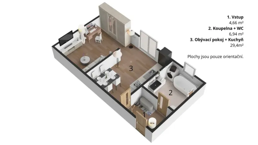 Prodej bytu 1+kk, Deštné v Orlických horách, 41 m2