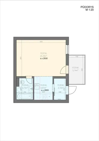Pronájem bytu 1+kk, Brno, Křížkovského, 32 m2