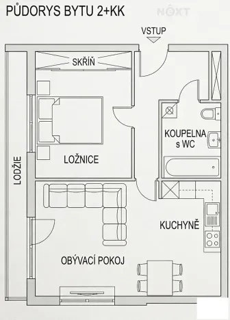 Prodej bytu 2+kk, Mělník, Sportovní, 48 m2