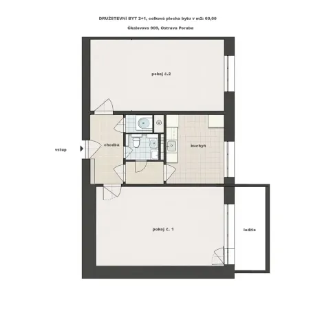Prodej bytu 2+1, Ostrava, Čkalovova, 56 m2