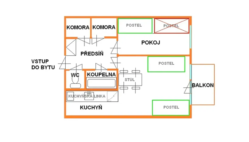 Pronájem pokoje, Brno, Běloruská, 50 m2