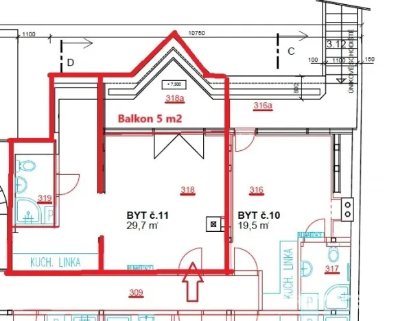 Pronájem bytu 1+kk, Brno - Pisárky, Hlinky, 30 m2
