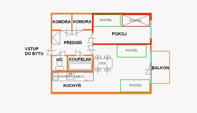 Pronájem pokoje, Brno, Běloruská, 10 m2