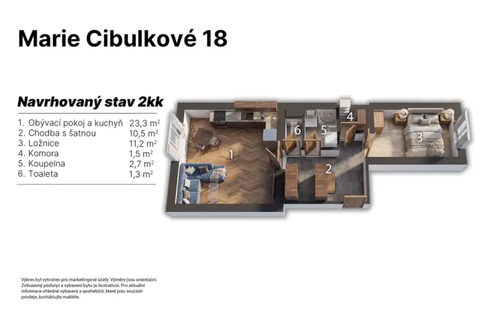 Prodej bytu 1+1, Praha, Marie Cibulkové, 53 m2