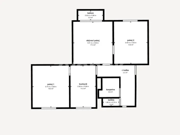Prodej bytu 3+1, Napajedla, Komenského, 73 m2