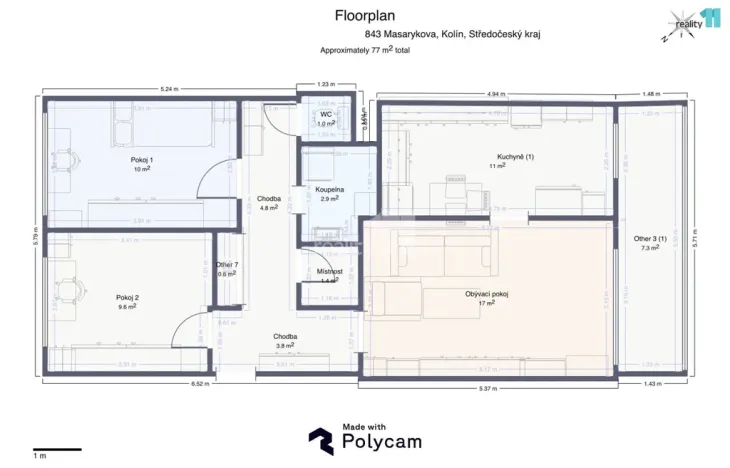 Prodej bytu 3+1, Kolín - Kolín II, Masarykova, 62 m2