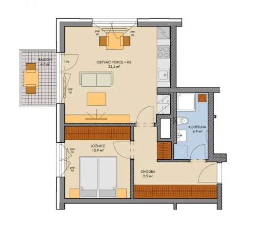 Prodej bytu 2+kk, Kralupy nad Vltavou, Purkyňovo nám., 51 m2