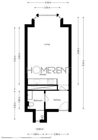 Pronájem bytu 1+kk, Praha - Nusle, Sekaninova, 35 m2