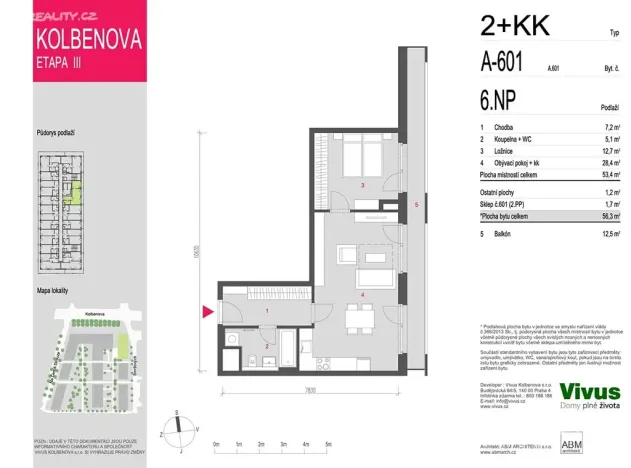 Prodej bytu 2+kk, Praha - Vysočany, Smržových, 54 m2