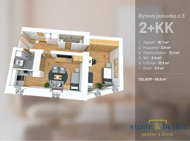 Prodej bytu 2+kk, Vrchlabí, Peklo, 55 m2