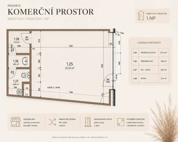 Prodej obchodního prostoru, České Budějovice, Štítného, 45 m2