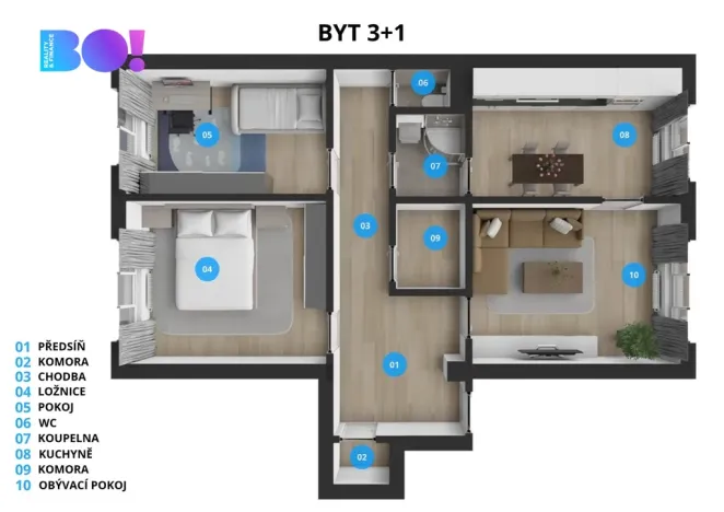 Prodej bytu 3+1, Ostrava, Nádražní, 71 m2