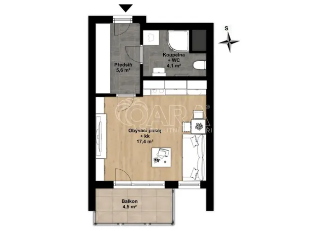 Pronájem bytu 1+kk, Praha - Hostivař, U továren, 31 m2