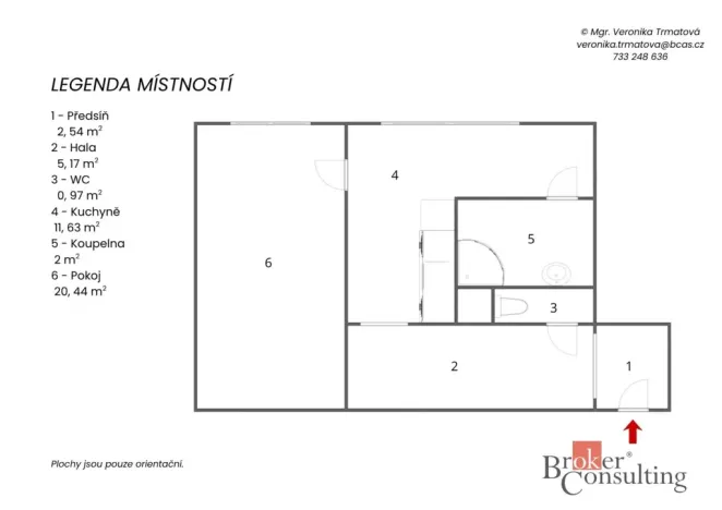 Pronájem bytu 1+1, Zliv, Školní, 43 m2