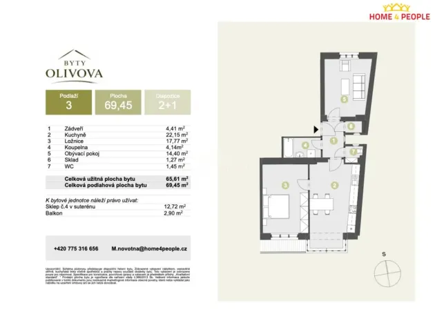 Prodej bytu 2+1, Říčany, Olivova, 69 m2