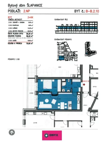 Pronájem bytu 2+kk, Šlapanice, Brněnská, 70 m2