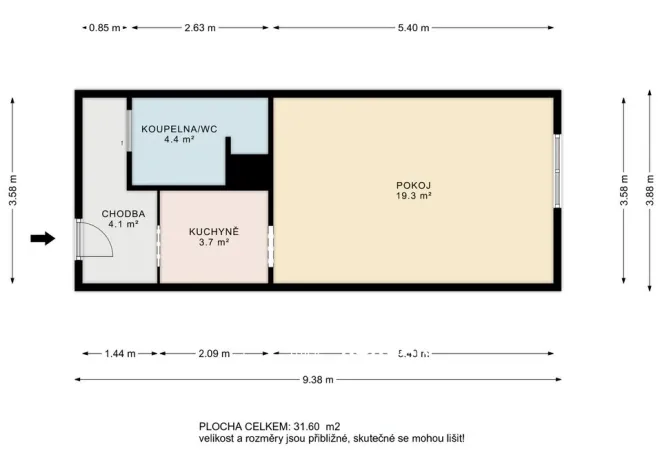 Pronájem bytu 1+kk, Letovice, Průchodní, 28 m2