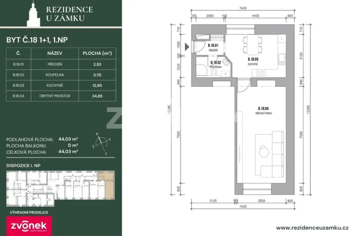 Prodej bytu 1+1, Vsetín, Horní náměstí, 44 m2