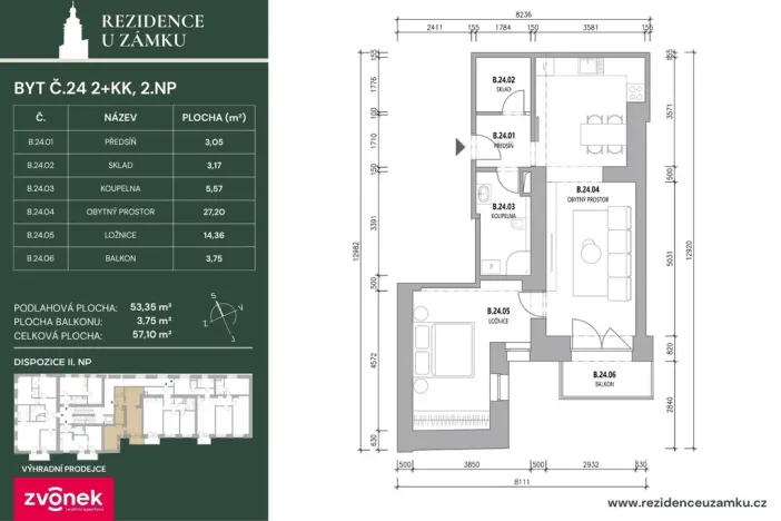 Prodej bytu 2+kk, Vsetín, Horní náměstí, 56 m2