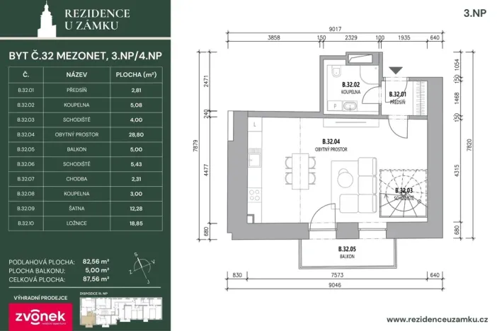 Prodej atypického bytu, Vsetín, Horní náměstí, 85 m2