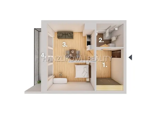 Pronájem bytu 1+kk, České Budějovice - České Budějovice 3, Fráni Šrámka, 41 m2