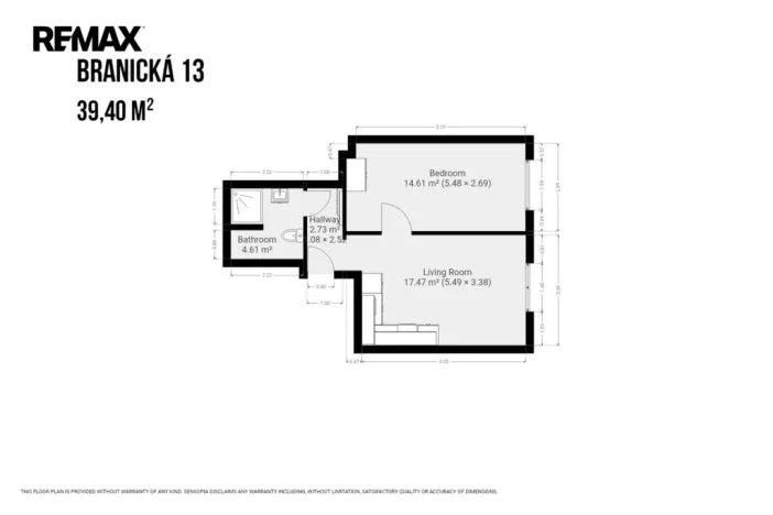 Pronájem bytu 2+kk, Praha - Braník, Branická, 39 m2