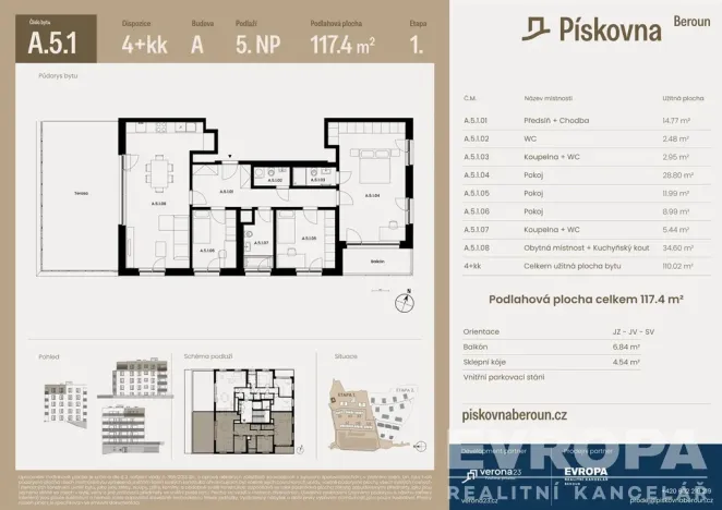 Prodej bytu 4+kk, Beroun, 117 m2