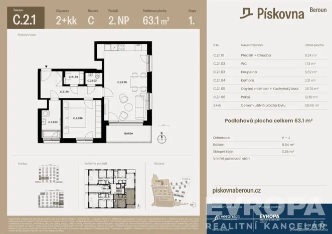 Prodej bytu 2+kk, Beroun, 60 m2