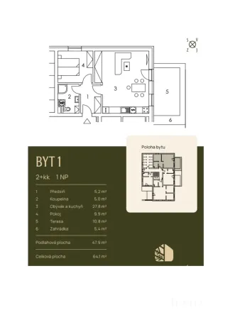 Prodej bytu 2+kk, Lenora - Zátoň, 40 m2