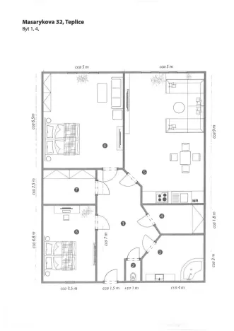 Pronájem bytu 3+kk, Teplice, Masarykova třída, 106 m2