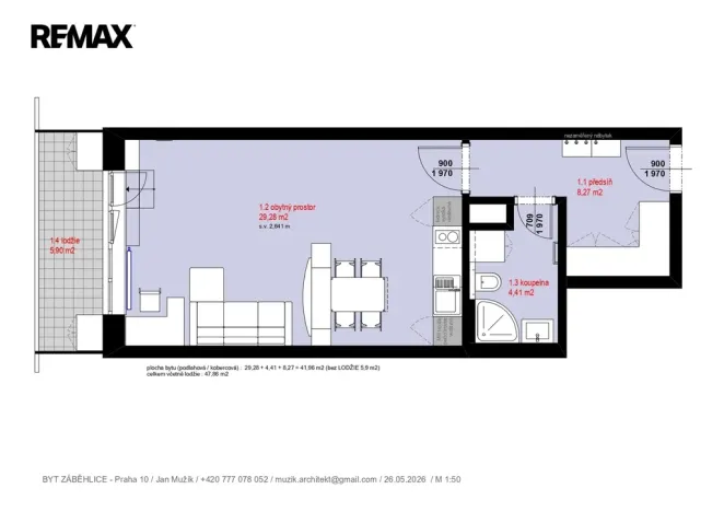 Pronájem bytu 1+kk, Praha - Záběhlice, Podle náhonu, 41 m2