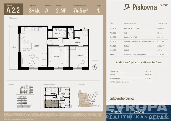Prodej bytu 3+kk, Beroun, 70 m2