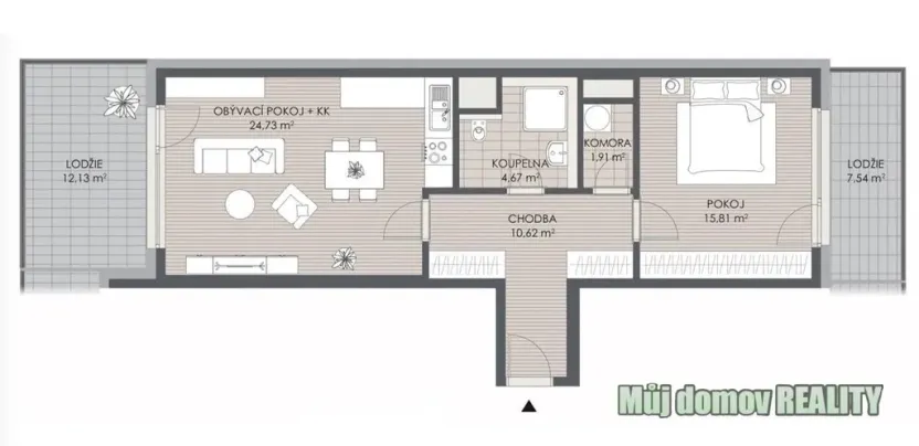 Pronájem bytu 2+kk, Praha - Letňany, 57 m2