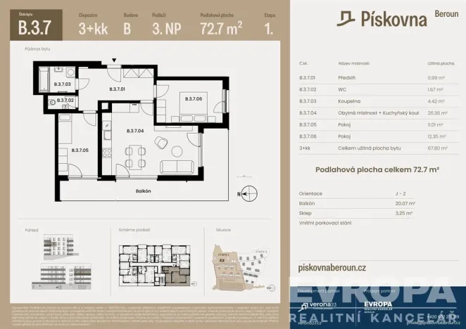 Prodej bytu 3+kk, Beroun, 73 m2