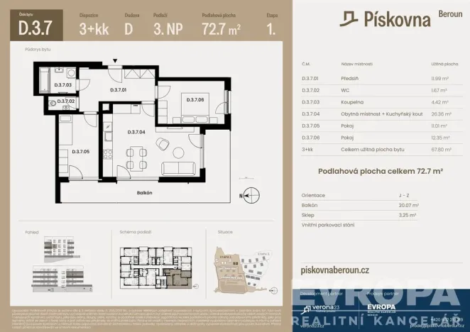 Prodej bytu 3+kk, Beroun, 73 m2