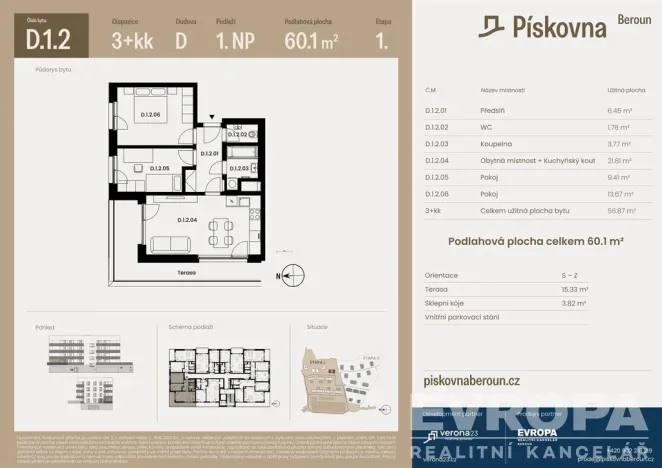 Prodej bytu 3+kk, Beroun, 57 m2
