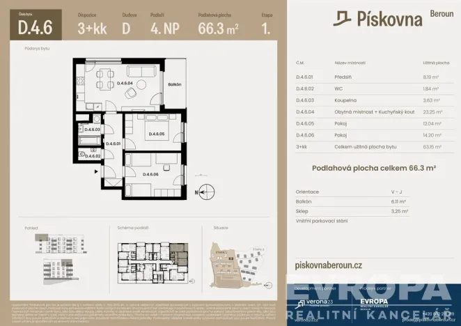 Prodej bytu 3+kk, Beroun, 63 m2
