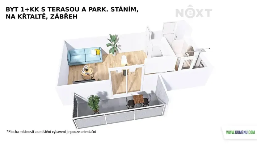 Pronájem bytu 1+kk, Zábřeh, Na Křtaltě, 30 m2