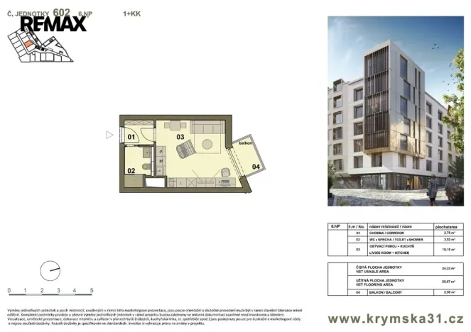 Pronájem bytu 1+kk, Praha - Vršovice, Krymská, 26 m2