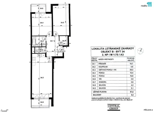 Prodej bytu 3+kk, Praha - Letňany, Kadečkové, 82 m2
