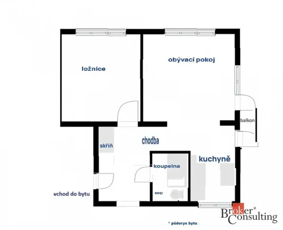 Pronájem bytu 2+1, Ostrava - Zábřeh, Rodimcevova, 54 m2