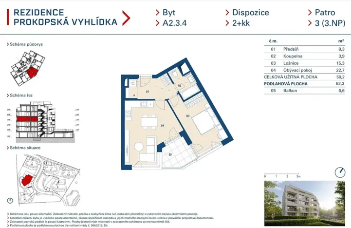 Prodej bytu 2+kk, Praha - Jinonice, Radlická, 50 m2