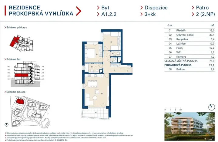 Prodej bytu 3+kk, Praha - Jinonice, Radlická, 76 m2
