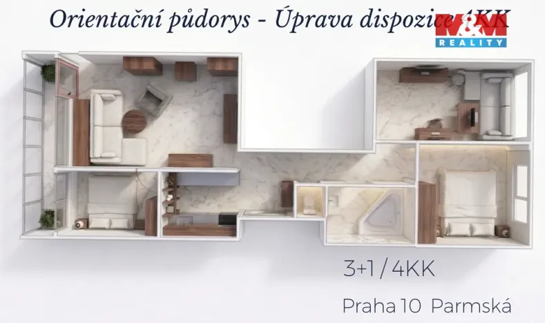 Prodej bytu 3+1, Praha, Parmská, 72 m2