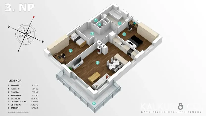 Pronájem bytu 3+kk, Praha - Podolí, V Ondřejově, 85 m2