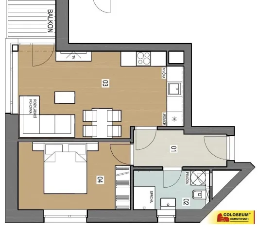 Pronájem bytu 2+kk, Pohořelice, 47 m2