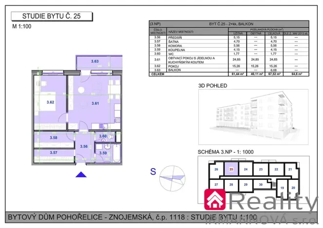 Prodej bytu 2+kk, Pohořelice, Znojemská, 67 m2